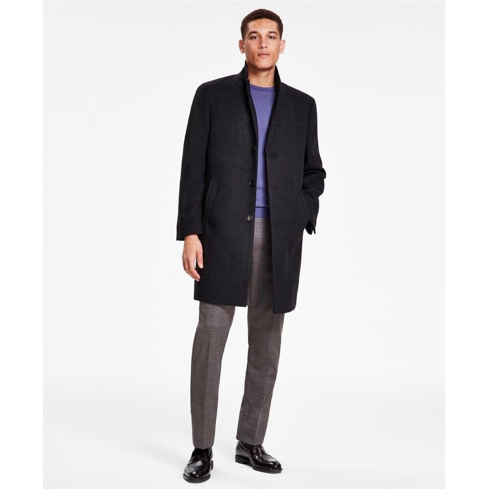 $395 NEW KENNETH COLE Mens 44R Charcoal Gray Super Soft 37" Long OverCoat Jacket